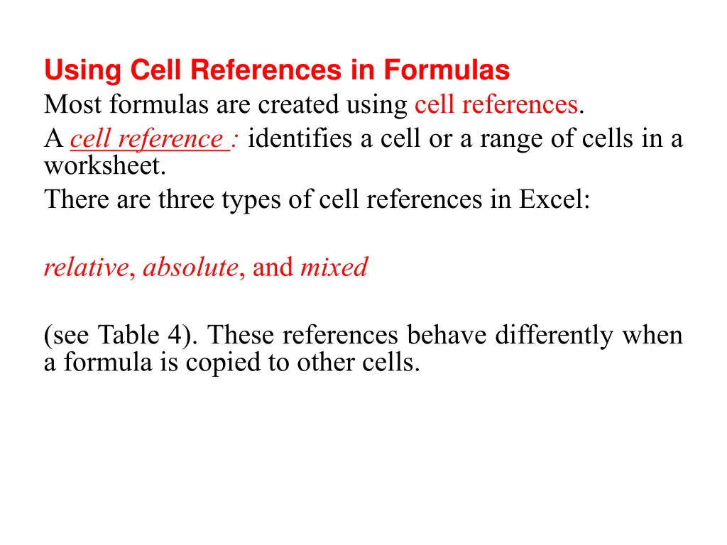 using cell references in formulas most formulas