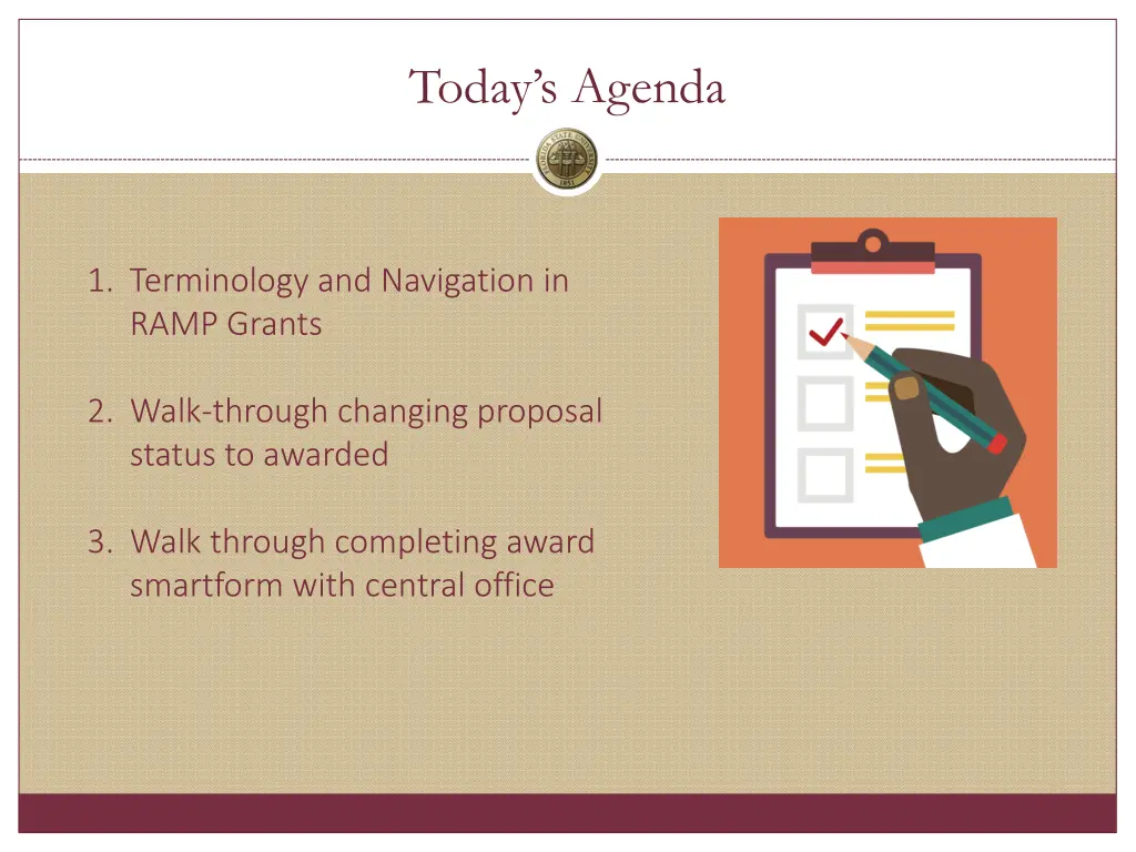 today s agenda