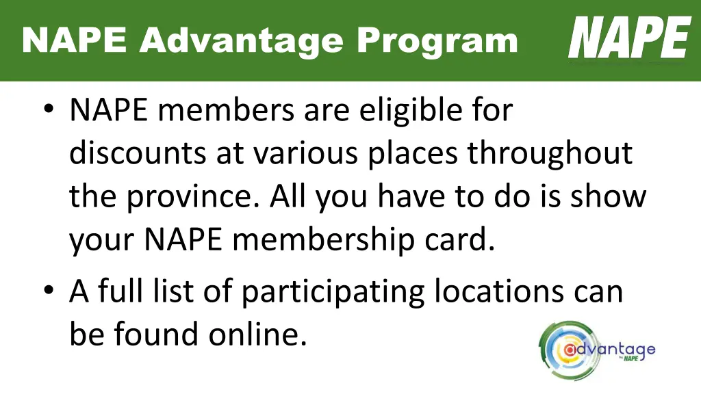nape advantage program