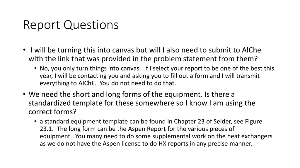 report questions