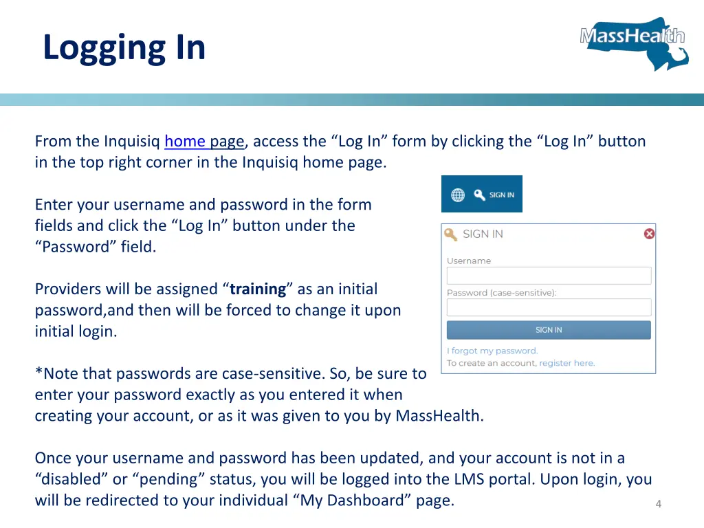 logging in
