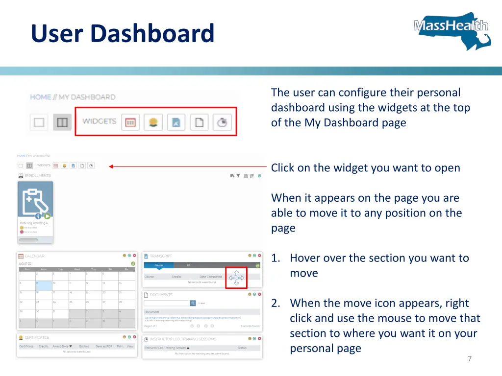 user dashboard