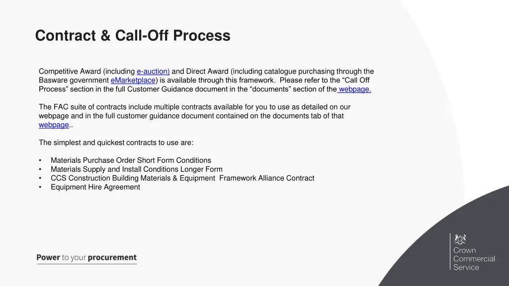 contract call off process