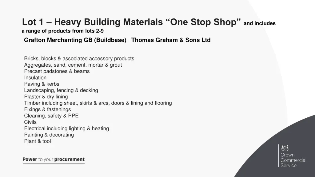 lot 1 heavy building materials one stop shop