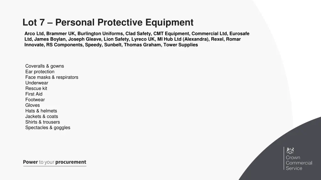 lot 7 personal protective equipment