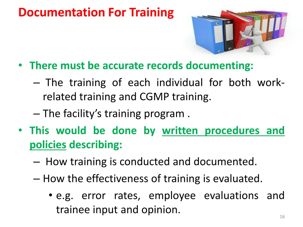documentation for training