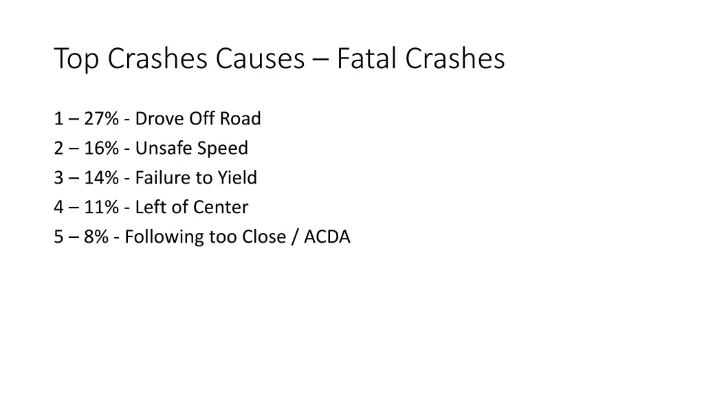 top crashes causes fatal crashes