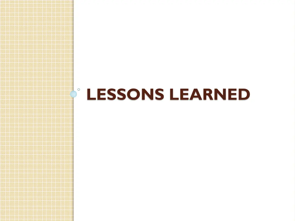 lessons learned
