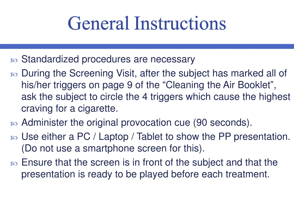 general instructions