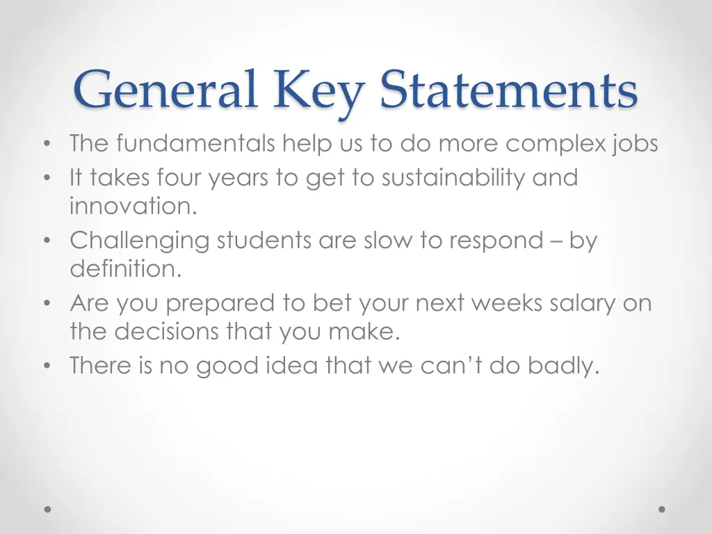 general key statements the fundamentals help