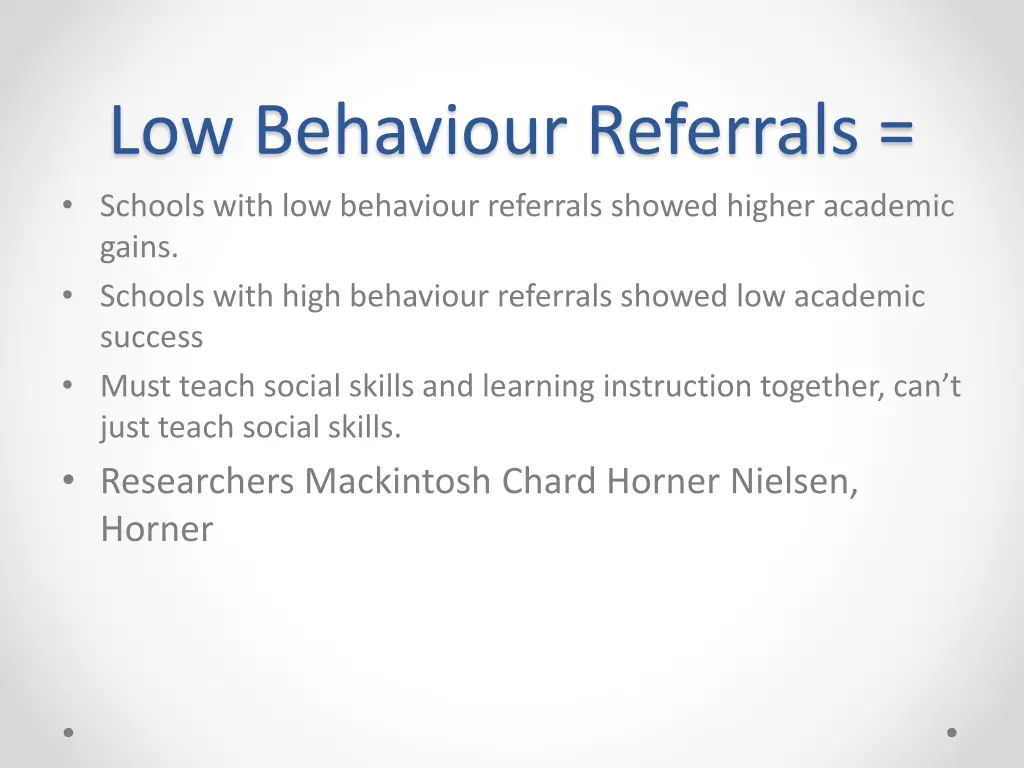 low behaviour referrals schools with