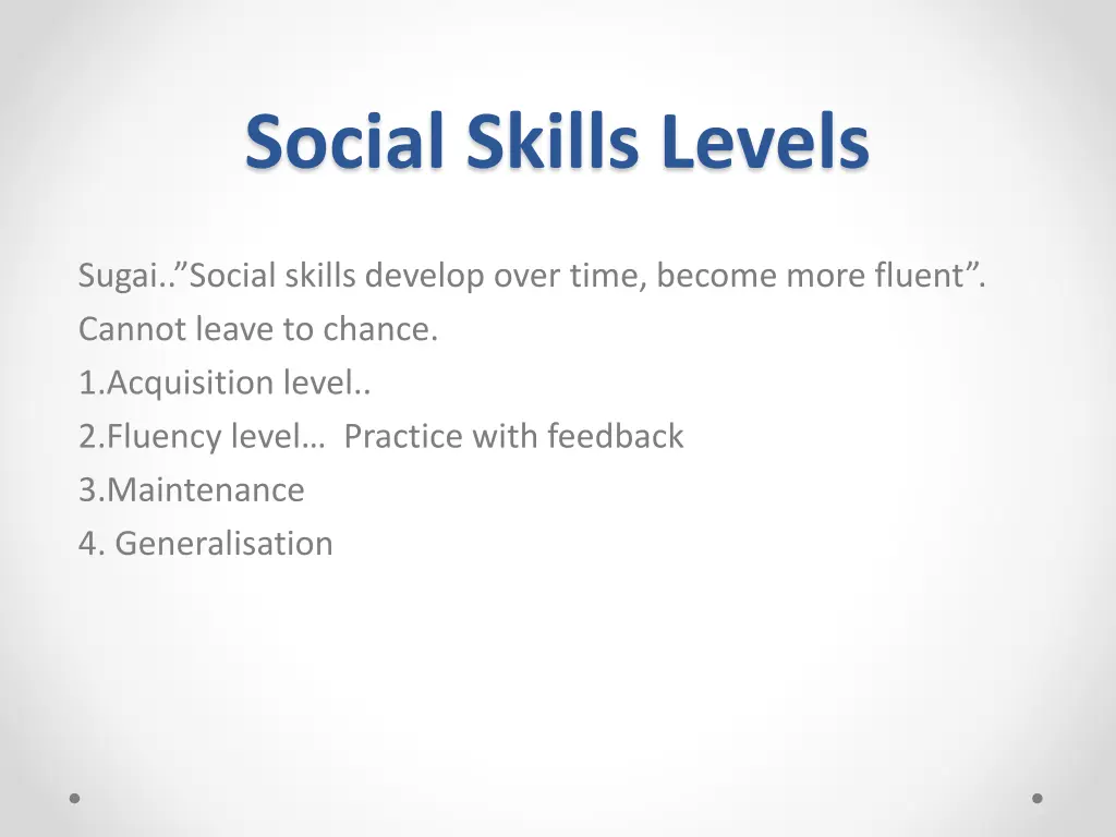 social skills levels