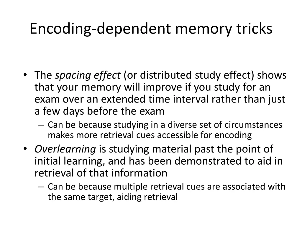encoding dependent memory tricks