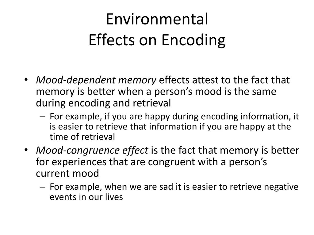 environmental effects on encoding 1