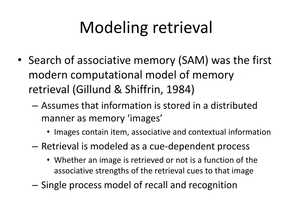 modeling retrieval