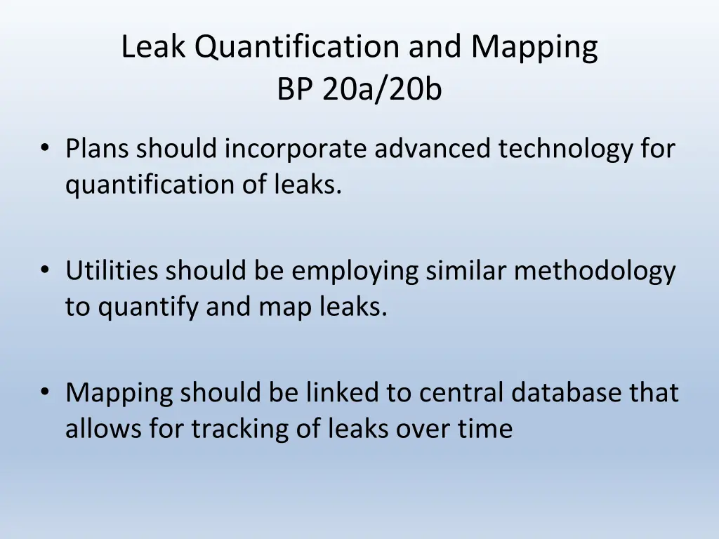leak quantification and mapping bp 20a 20b