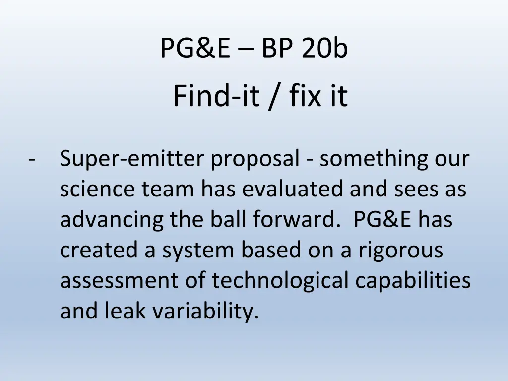 pg e bp 20b find it fix it