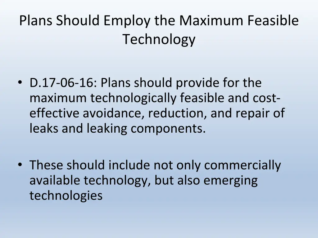 plans should employ the maximum feasible
