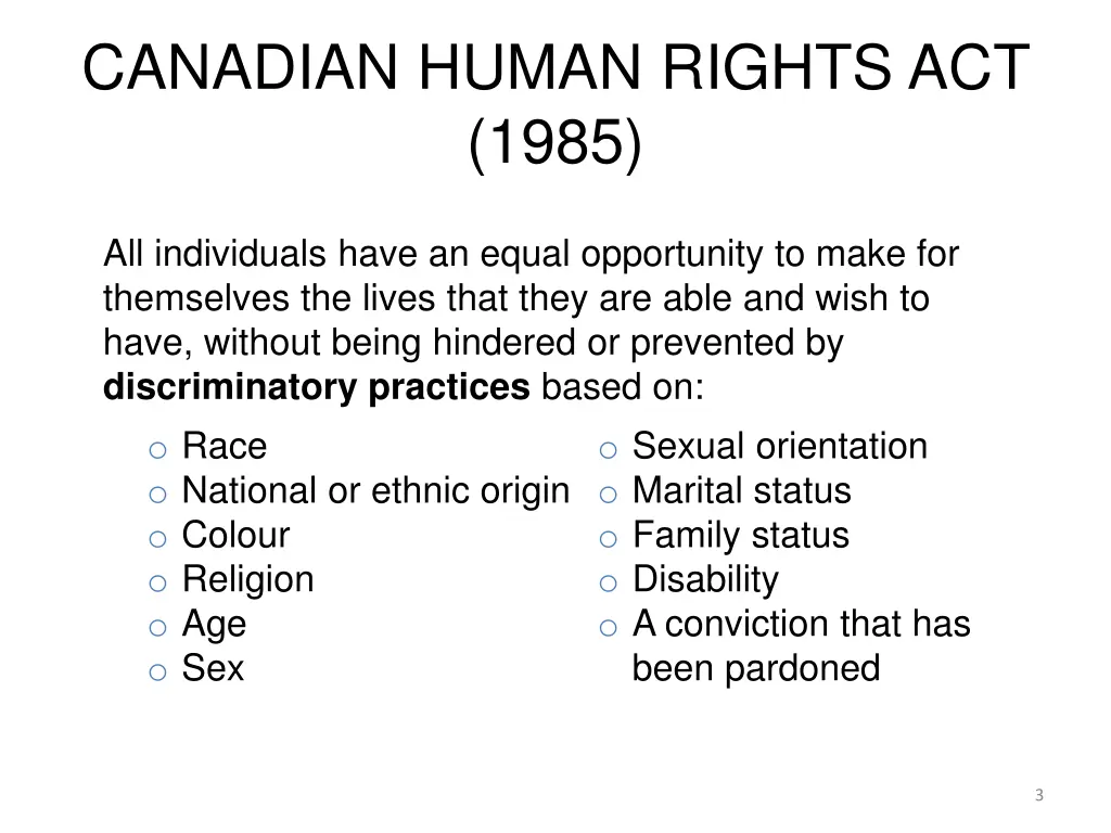 canadian human rights act 1985