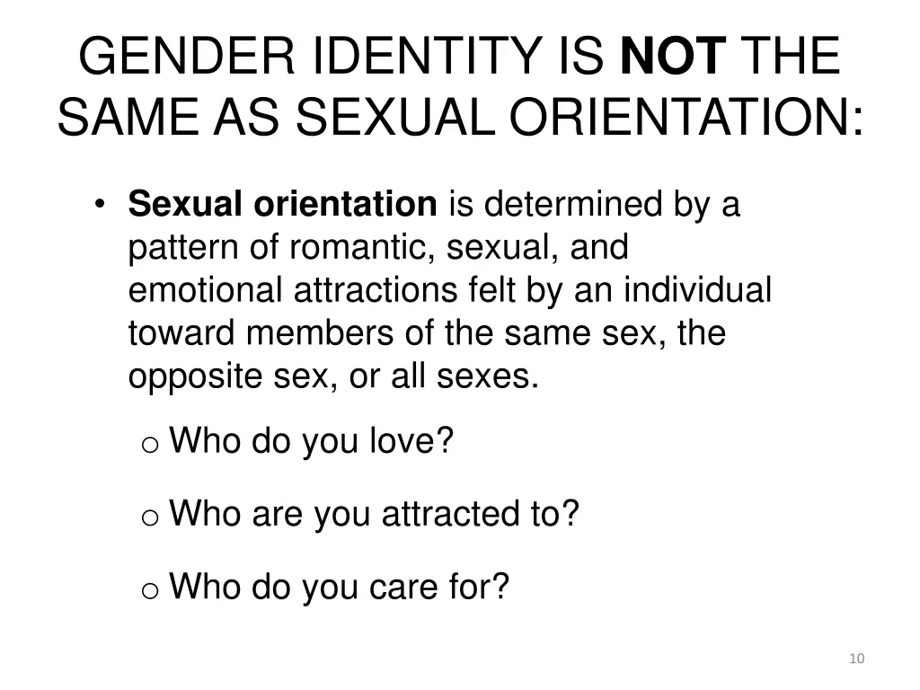gender identity is not the same as sexual