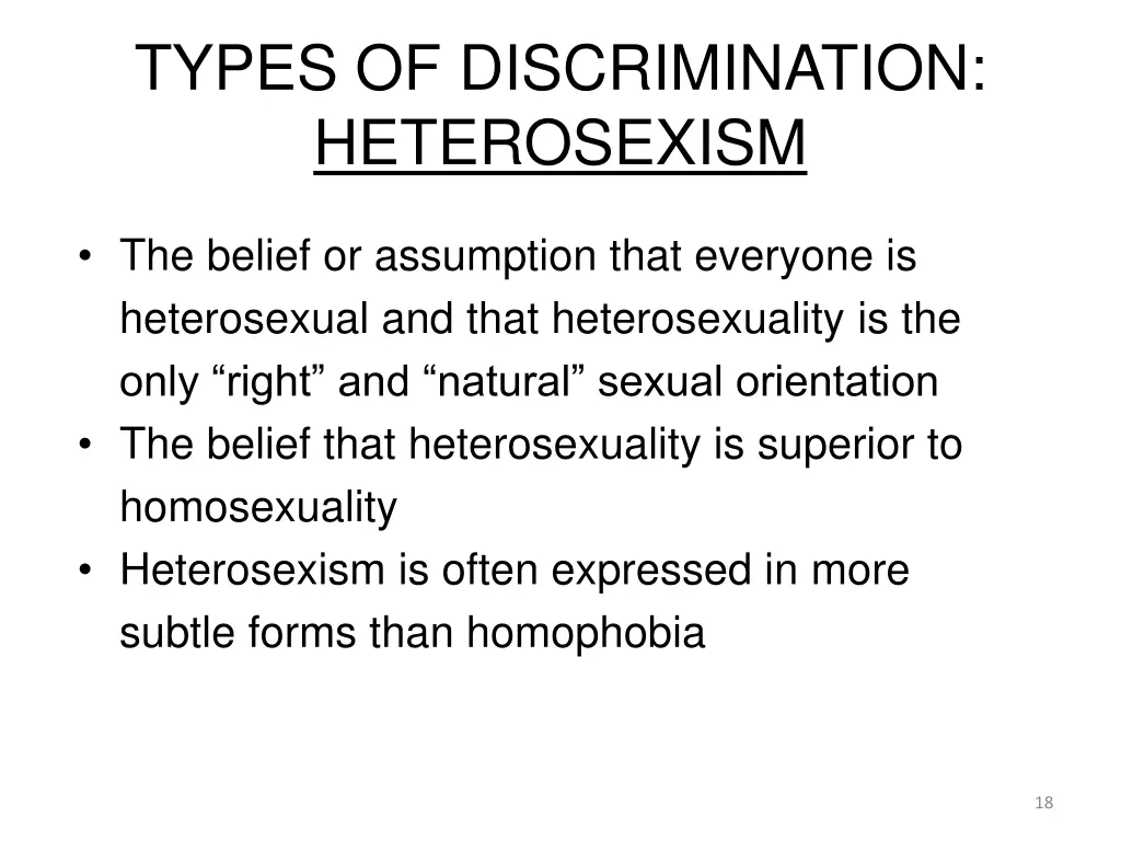 types of discrimination heterosexism
