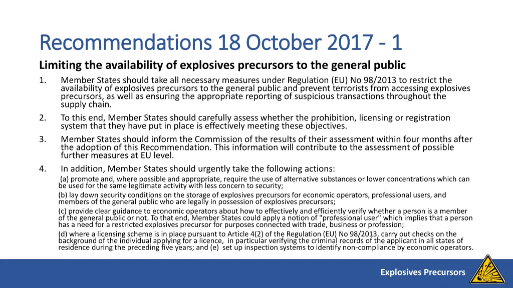 recommendations 18 october 2017 recommendations