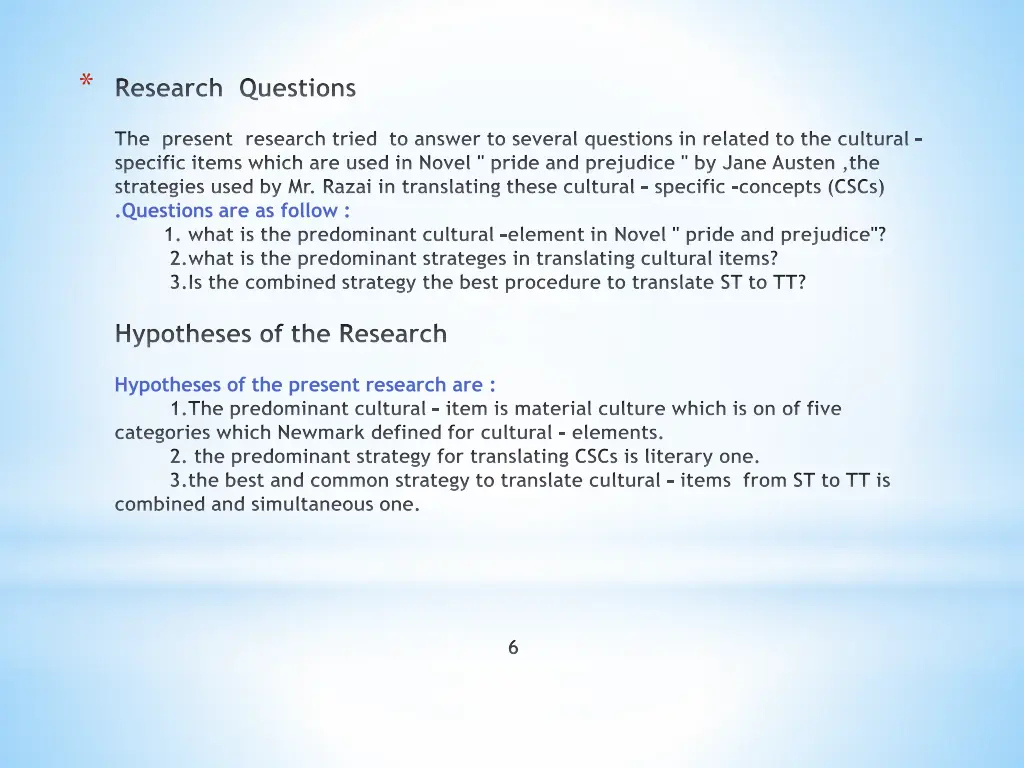 research questions