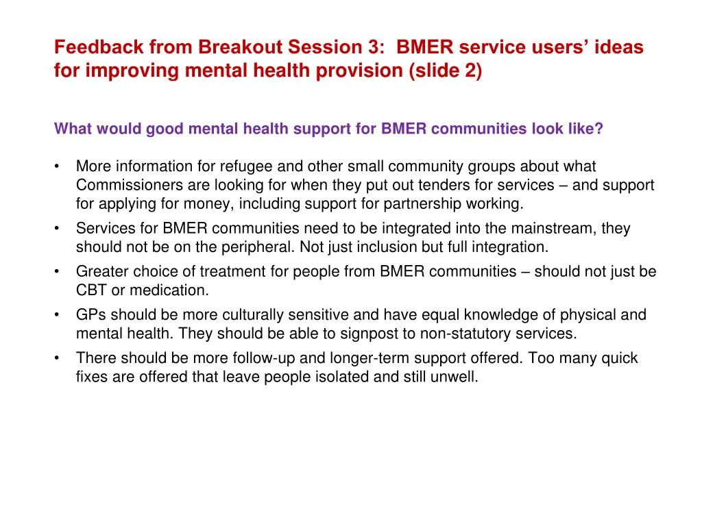feedback from breakout session 3 bmer service 1