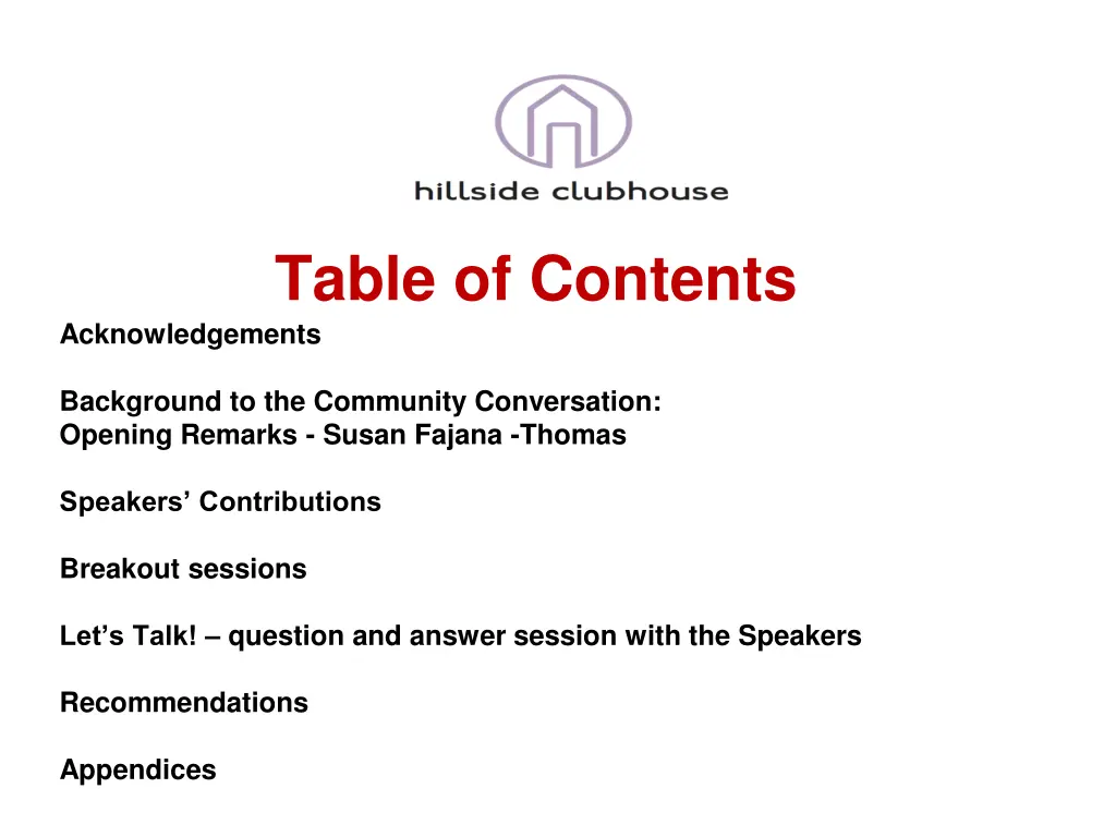 table of contents acknowledgements