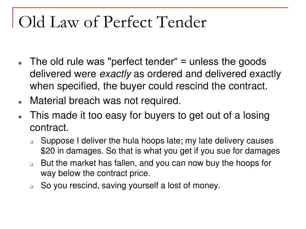 old law of perfect tender
