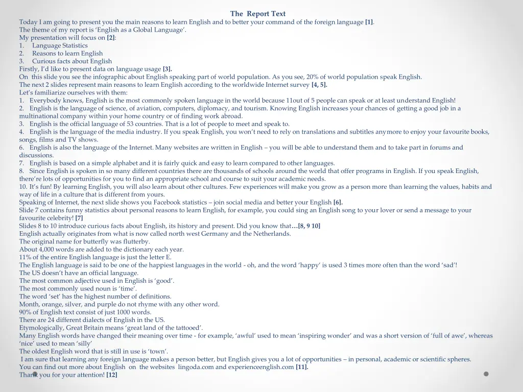 the report text