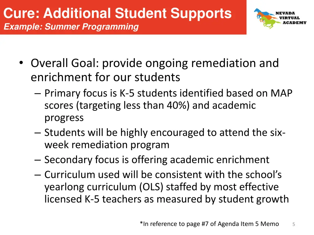cure additional student supports example summer