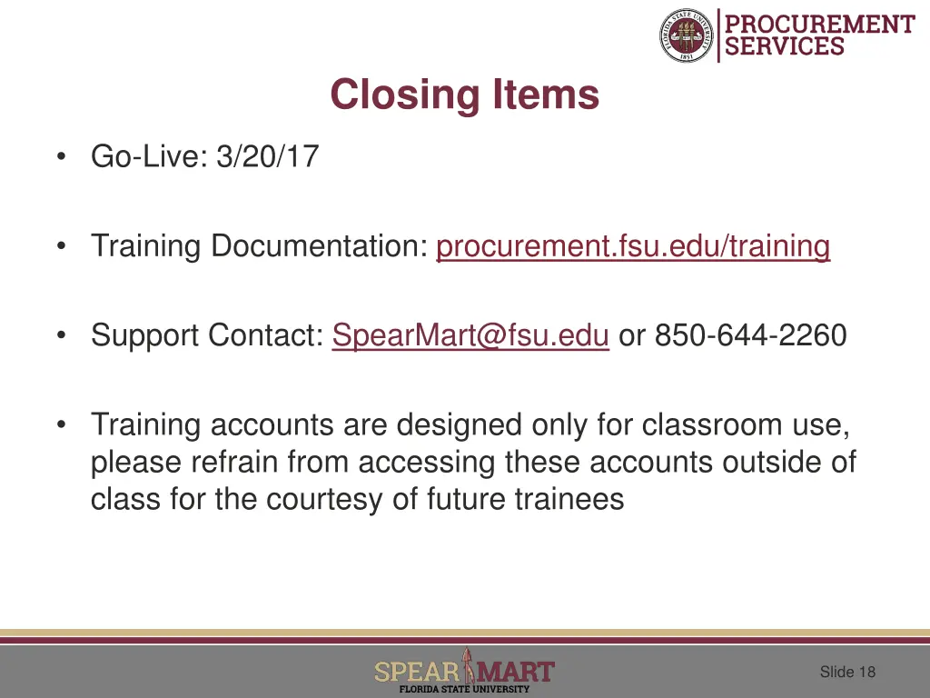 closing items
