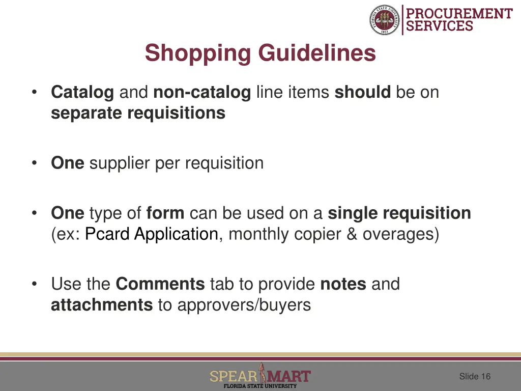 shopping guidelines