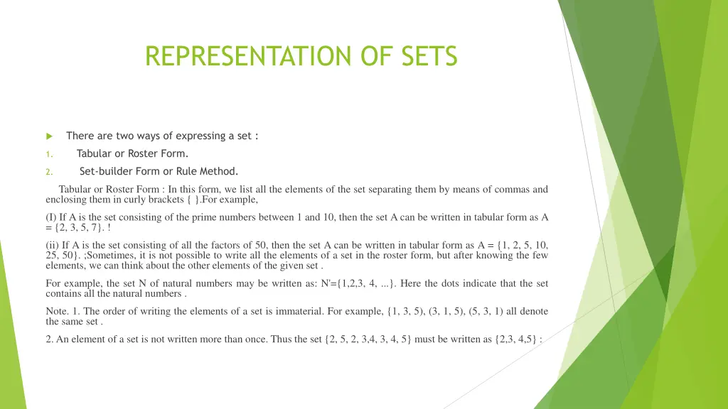 representation of sets