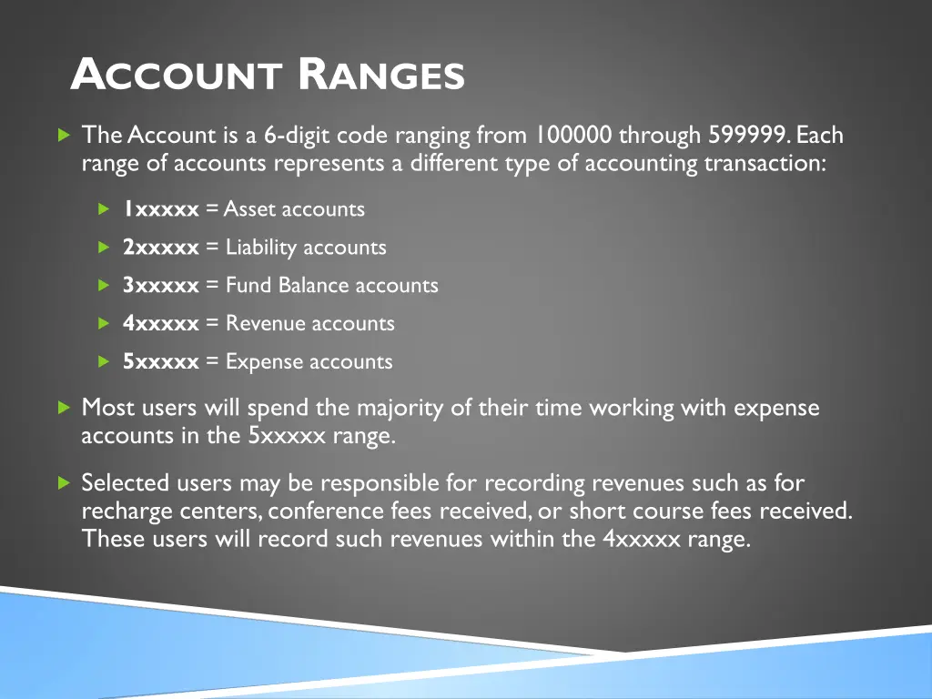 a ccount r anges