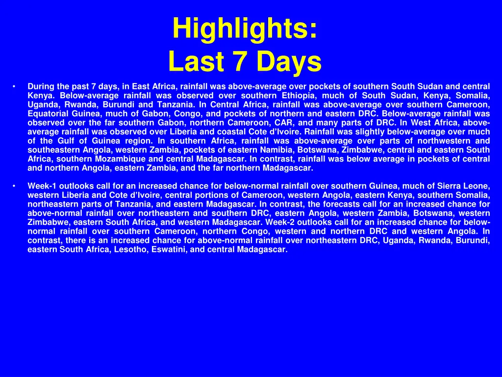 highlights last 7 days