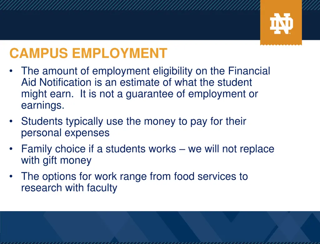 campus employment the amount of employment
