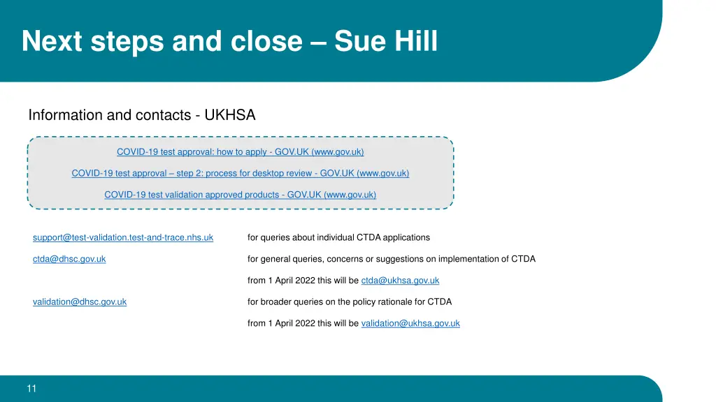 next steps and close sue hill