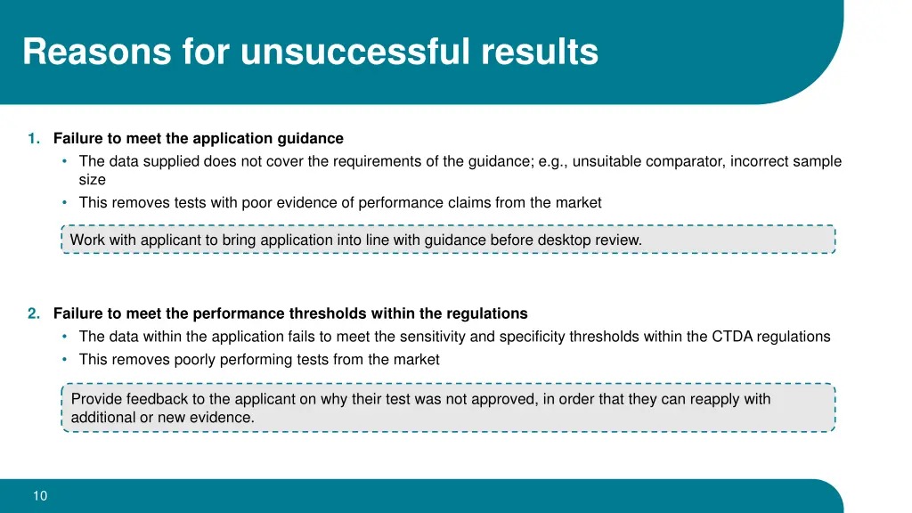 reasons for unsuccessful results