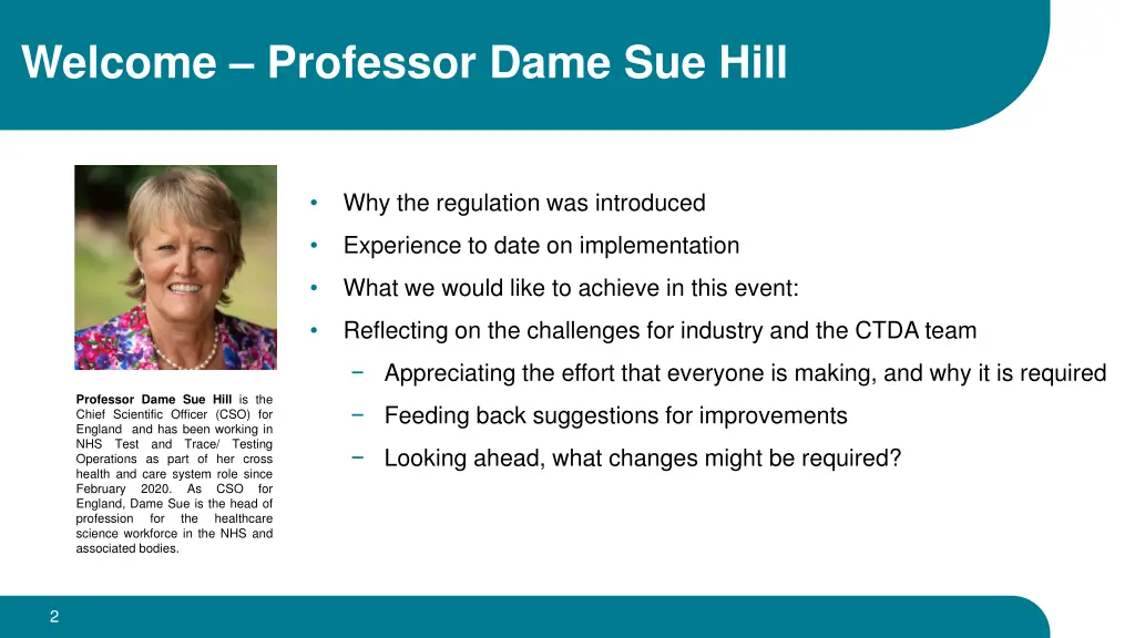 welcome professor dame sue hill