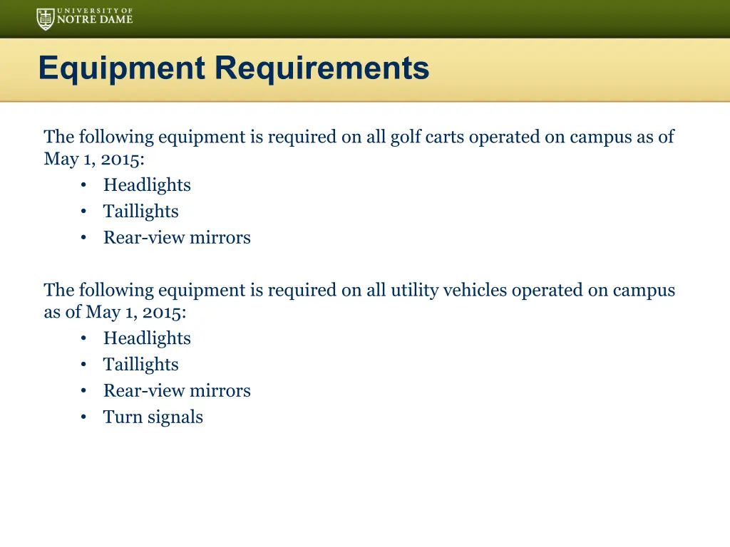 equipment requirements
