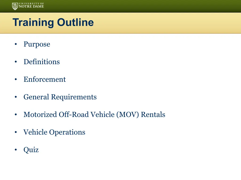 training outline