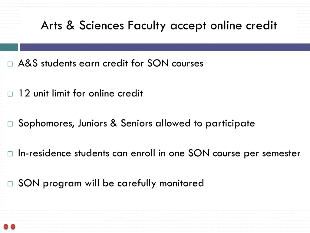 arts sciences faculty accept online credit