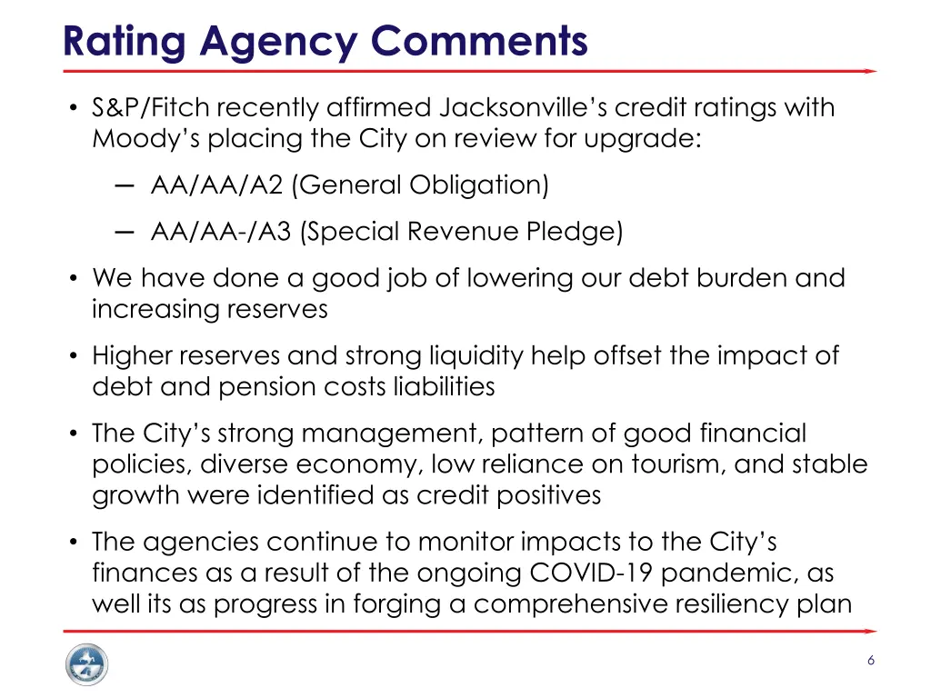 rating agency comments