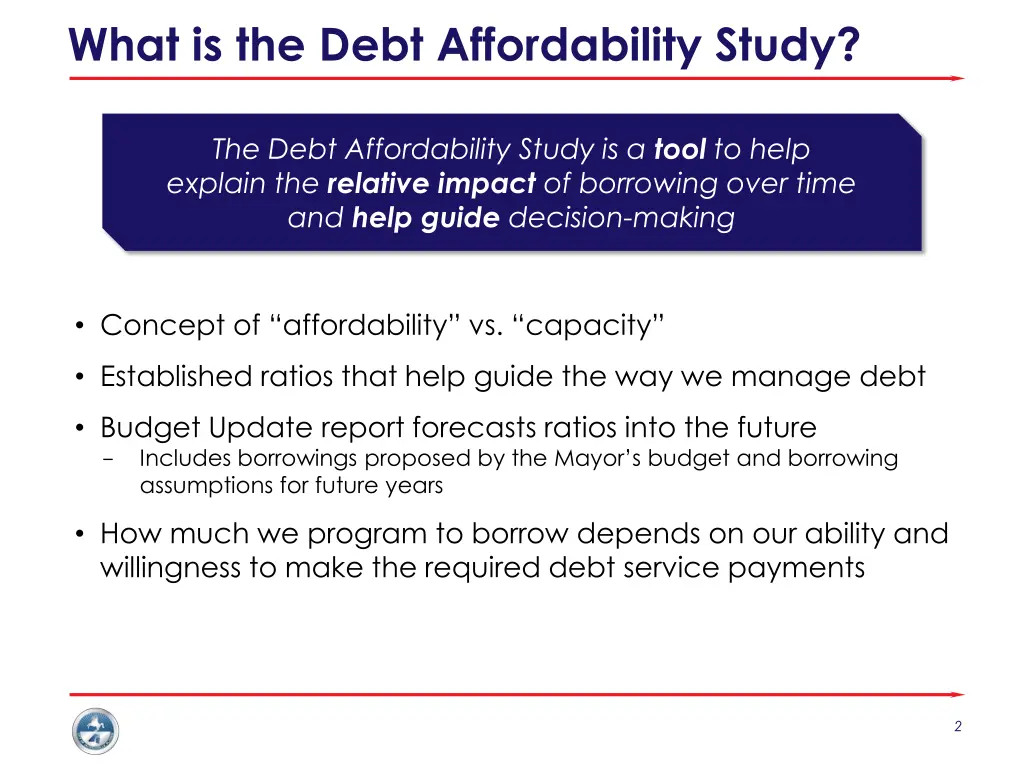 what is the debt affordability study
