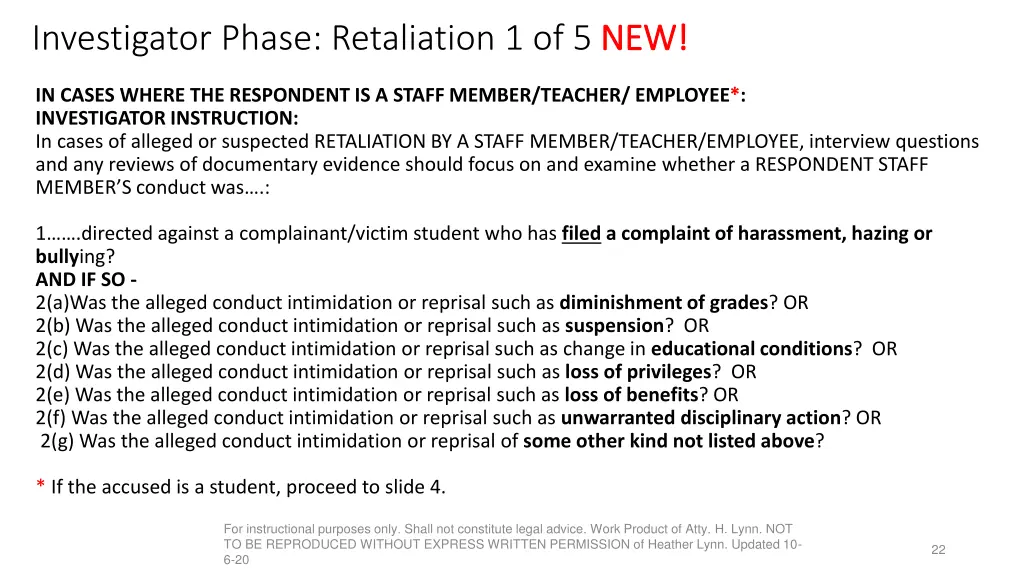 investigator phase retaliation 1 of 5 new