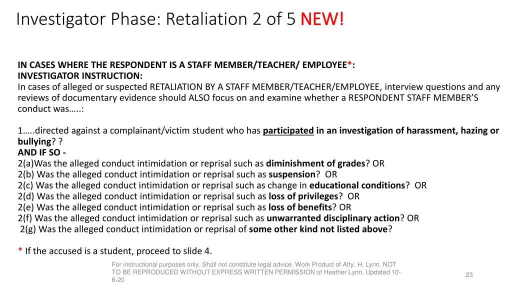 investigator phase retaliation 2 of 5 new