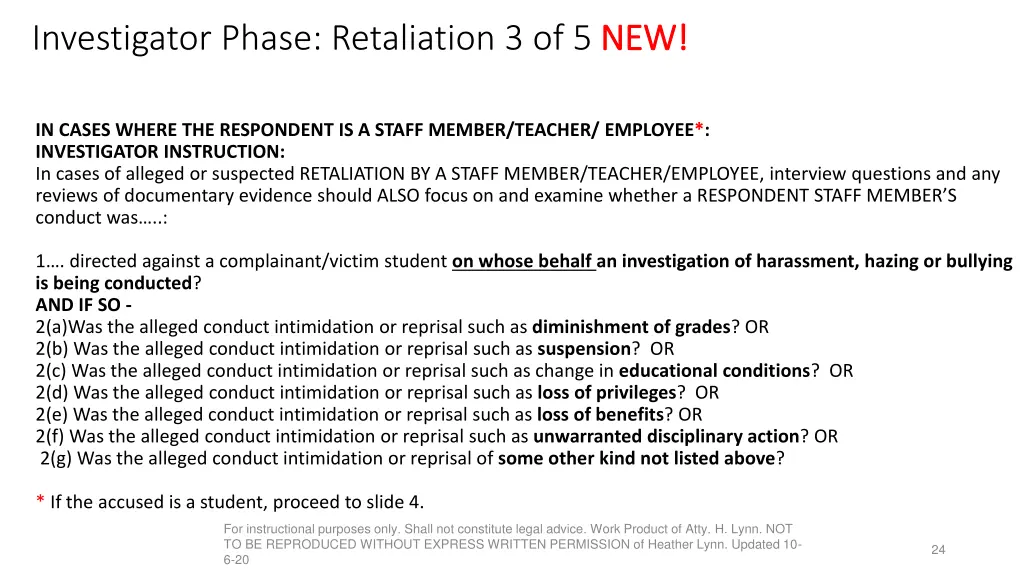 investigator phase retaliation 3 of 5 new