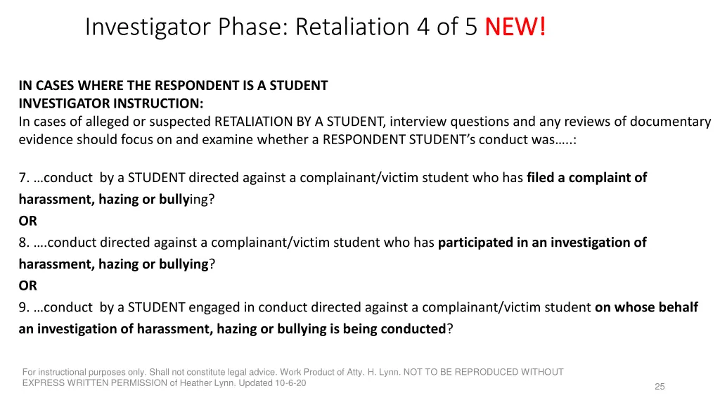 investigator phase retaliation 4 of 5 new
